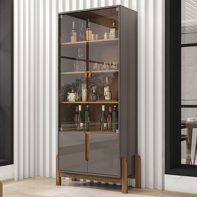 Cristaleira Manchester 2 Portas 3 Prateleiras Perola/Cedro - Pnr Móveis