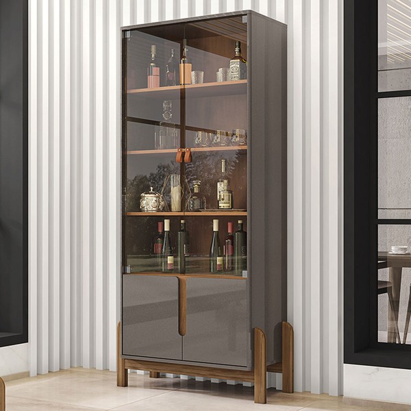 Cristaleira Manchester 2 Portas 3 Prateleiras Perola/Cedro - Pnr Móveis