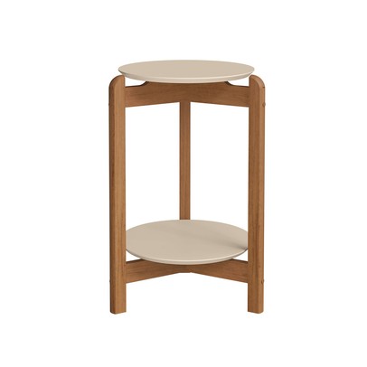 Mesa de Canto Manchester Off White/Cedro - Pnr Móveis