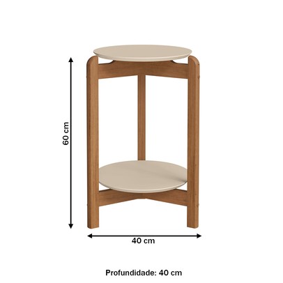 Mesa de Canto Manchester Off White/Cedro - Pnr Móveis
