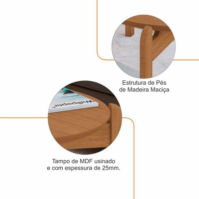 Mesa de Centro Manchester Oblonga Cedro - Pnr Móveis