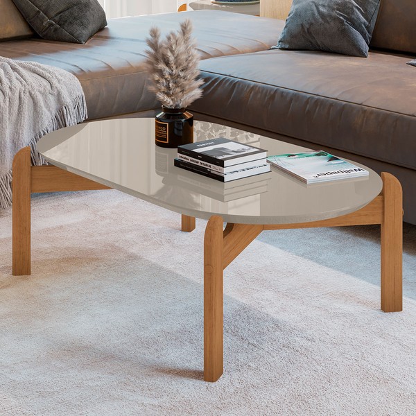 Mesa de Centro Manchester Oblonga Off White/Cedro - Pnr Móveis