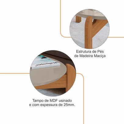 Mesa de Centro Manchester Oblonga Off White/Cedro - Pnr Móveis