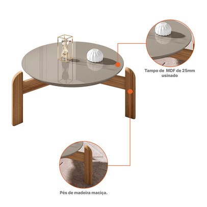 Mesa de Centro Manchester Off White/Cedro - Pnr Móveis