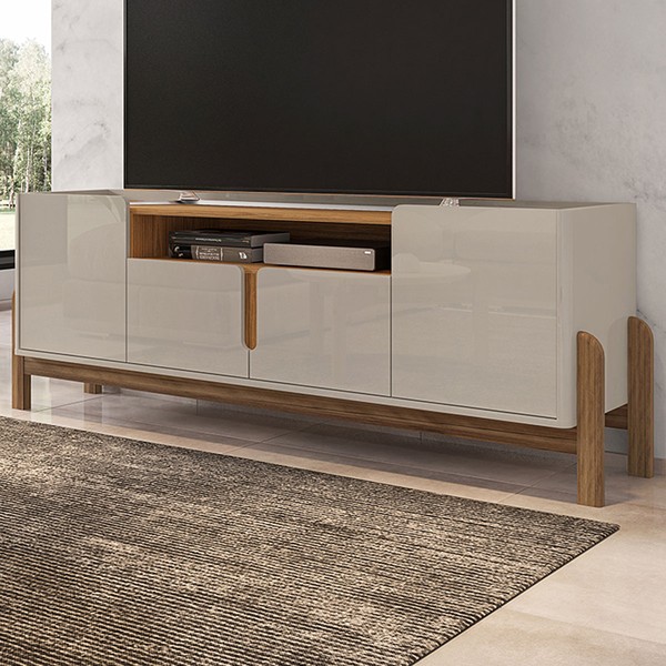 Rack para TV Até 60 Polegadas Manchester 4 Portas Off White/Cedro 011080 - Pnr Móveis