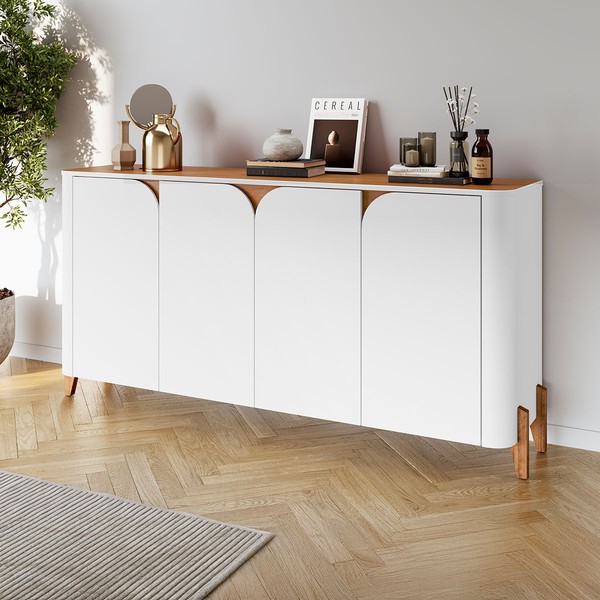 Balcão Buffet Anápolis 4 Portas Branco/Cedro - Pnr Móveis