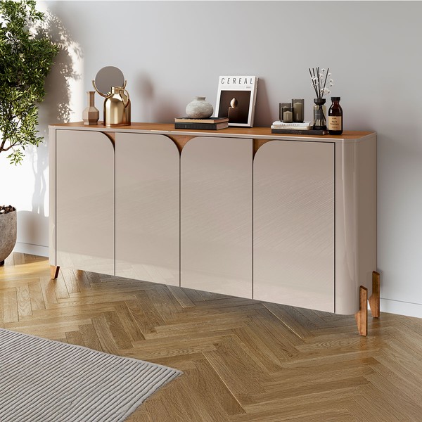 Balcão Buffet Anápolis 4 Portas Off White/Cedro - Pnr Móveis