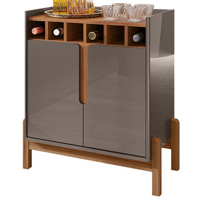 Bar Paraíba 2 Portas Cinza Perola/Cedro - Pnr Móveis