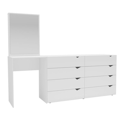 Cômoda Porto 8 Gavetas com Espelho Branco - Politorno