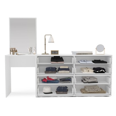 Cômoda Porto 8 Gavetas com Espelho Branco - Politorno