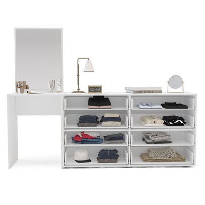 Cômoda Porto 8 Gavetas com Espelho Verde/Branco - Politorno