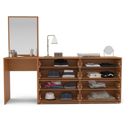 Cômoda Porto 8 Gavetas com Espelho Branco/Freijó - Politorno