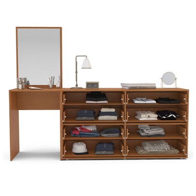 Cômoda Porto 8 Gavetas com Espelho Azul/Freijó - Politorno