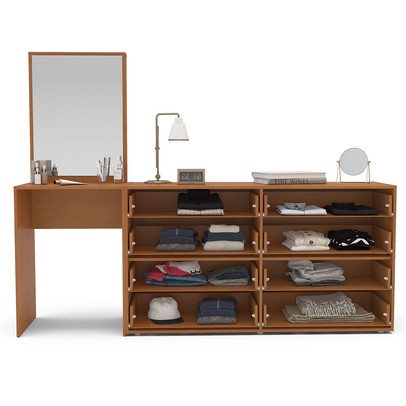 Cômoda Porto 8 Gavetas com Espelho Creme/Freijó - Politorno