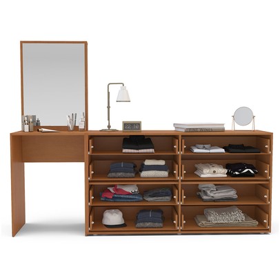 Cômoda Porto 8 Gavetas com Espelho Cinza/Freijó - Politorno