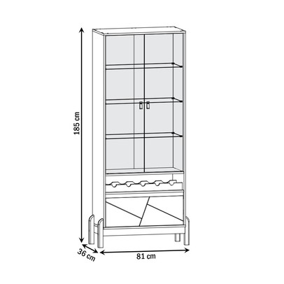 Cristaleira Antália 2 Portas 1 Gaveta Off White/Cedro - Pnr Móveis