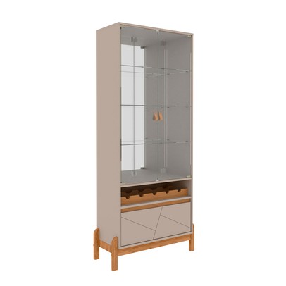 Cristaleira Antália 2 Portas 1 Gaveta Off White/Cedro - Pnr Móveis