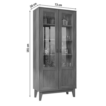 Cristaleira Dacar 2 Portas 3 Prateleiras Cedro - Pnr Móveis