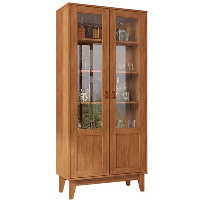 Cristaleira Dacar 2 Portas 3 Prateleiras Cedro - Pnr Móveis