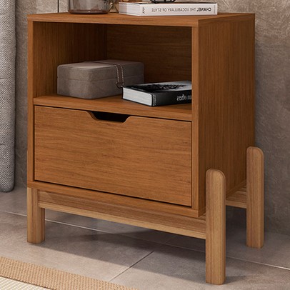 Mesa de Cabeceira Pomerode 1 Gaveta Cedro - Pnr Móveis