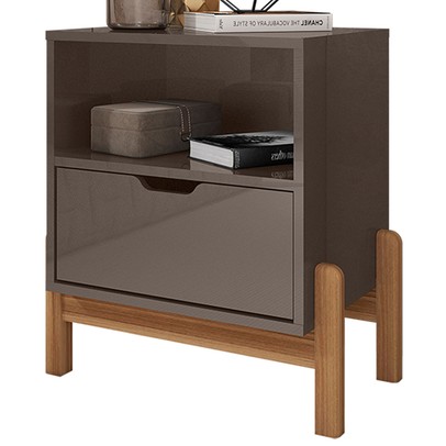 Mesa de Cabeceira Pomerode 1 Gaveta Cinza Perola - Pnr Móveis