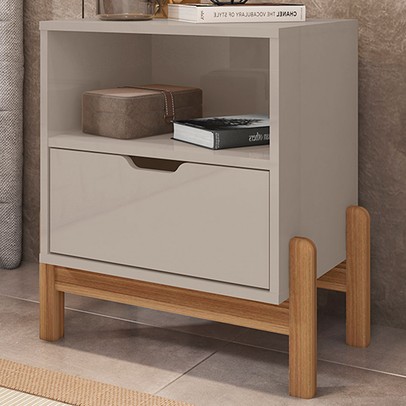Mesa de Cabeceira Pomerode 1 Gaveta Off White - Pnr Móveis