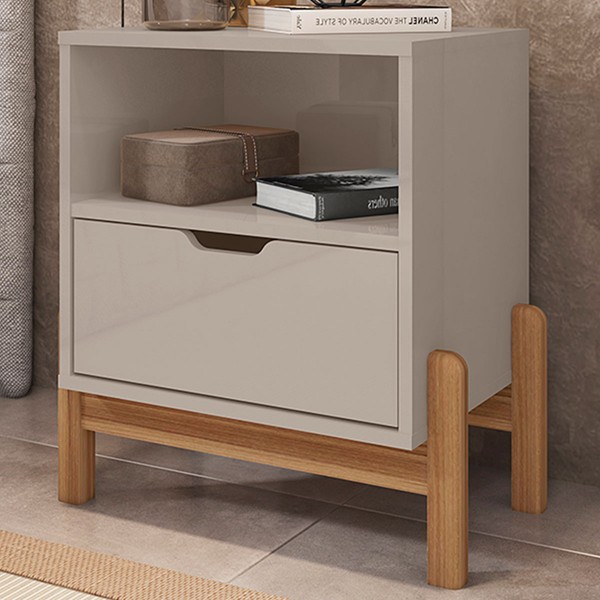 Mesa de Cabeceira Pomerode 1 Gaveta Off White - Pnr Móveis