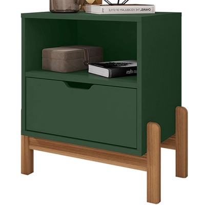 Mesa de Cabeceira Pomerode 1 Gaveta Verde Oliva - Pnr Móveis