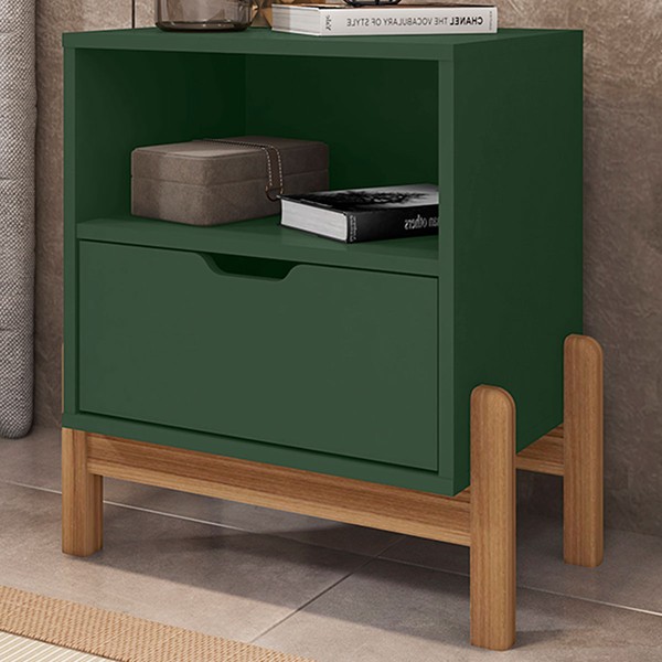 Mesa de Cabeceira Pomerode 1 Gaveta Verde Oliva - Pnr Móveis
