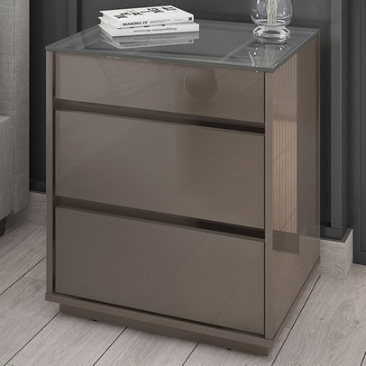 Mesa de Cabeceira Anchieta 3 Gavetas Cinza Perola - Pnr Móveis