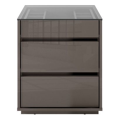 Mesa de Cabeceira Anchieta 3 Gavetas Cinza Perola - Pnr Móveis