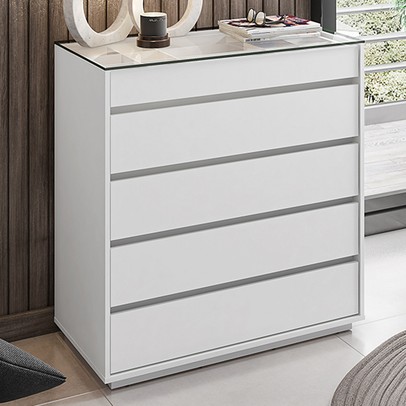 Cômoda Anchieta 5 Gavetas Branco - Pnr Móveis