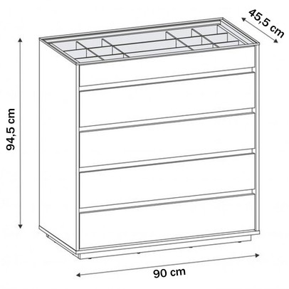 Cômoda Anchieta 5 Gavetas Branco - Pnr Móveis