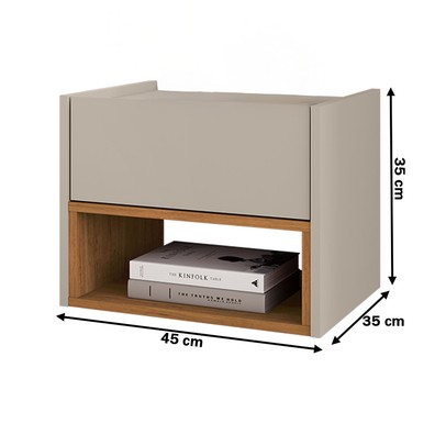 Mesa de Cabeceira Pierre 1 Gaveta Off White/Cedro - Pnr Móveis