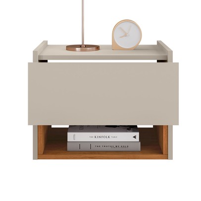 Mesa de Cabeceira Pierre 1 Gaveta Off White/Cedro - Pnr Móveis