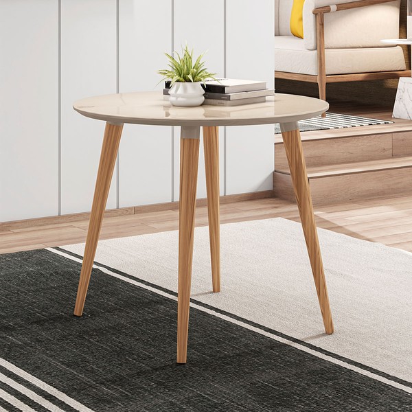 Mesa de Madeira Mallet com Tampo de Vidro Off White 050.377 - Pnr Móveis