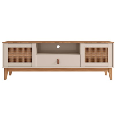 Rack para TV Até 60 Polegadas Vidigal 2 Portas 1 Gaveta Off White/Noce - Pnr Móveis