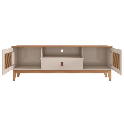 Rack para TV Até 60 Polegadas Vidigal 2 Portas 1 Gaveta Off White/Noce - Pnr Móveis