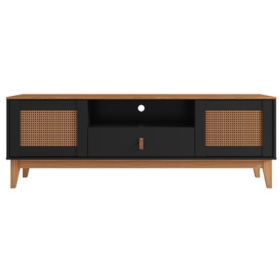 Rack para TV Até 60 Polegadas Vidigal 2 Portas 1 Gaveta Preto/Noce - Pnr Móveis