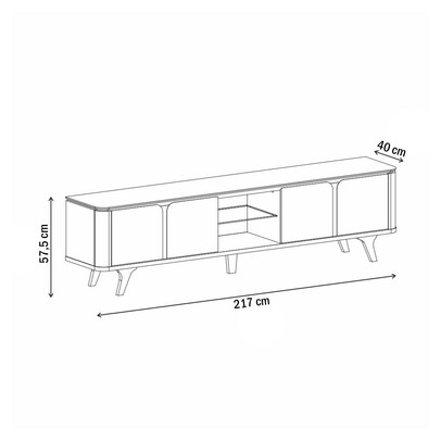 Rack para TV Até 60 Polegadas Freiburgo 4 Portas 1 Prateleira com Vidro Cedro/Off White - Pnr Móveis