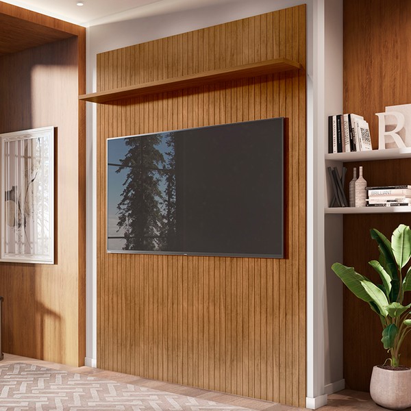 Painel para TV Até 60 Polegadas Sérvia 1 Prateleira Cedro 008174144 - Pnr Móveis