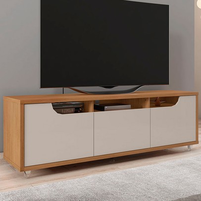 Rack para TV Até 60 Polegadas Madagascar 2 Portas 1 Gaveta Cedro/Off White - Pnr Móveis