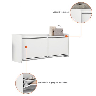Sapateira Croácia 2 Portas Branco - Pnr Móveis