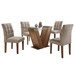 Mesa de Jantar 4 Lugares Elegance com Vidro Chocolate/Linho Cinza - Pnr Móveis