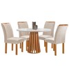 Mesa de Jantar 4 Lugares Savannah com Vidro Cinamomo/Off White/Suede Bege - Pnr Móveis