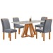Mesa de Jantar 4 Lugares Tennessee com Vidro Cinamomo/Off White/Suede Cinza - Pnr Móveis