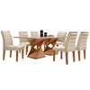 Mesa de Jantar 6 Lugares Lucerna com Vidro Cinamomo/Off White/Bege - Pnr Móveis