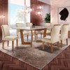 Mesa de Jantar 6 Lugares Sorrento com Vidro Cinamomo/Off White/Bege - Pnr Móveis