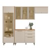 Cozinha Completa Atena 8 Portas 4 Gavetas 100% Mdf com Vidro Jequitibá/Off White - Linea Brasil