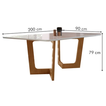 Mesa de Jantar 8 Lugares Sorrento com Vidro Cinamomo/Off White/Bege - Pnr Móveis